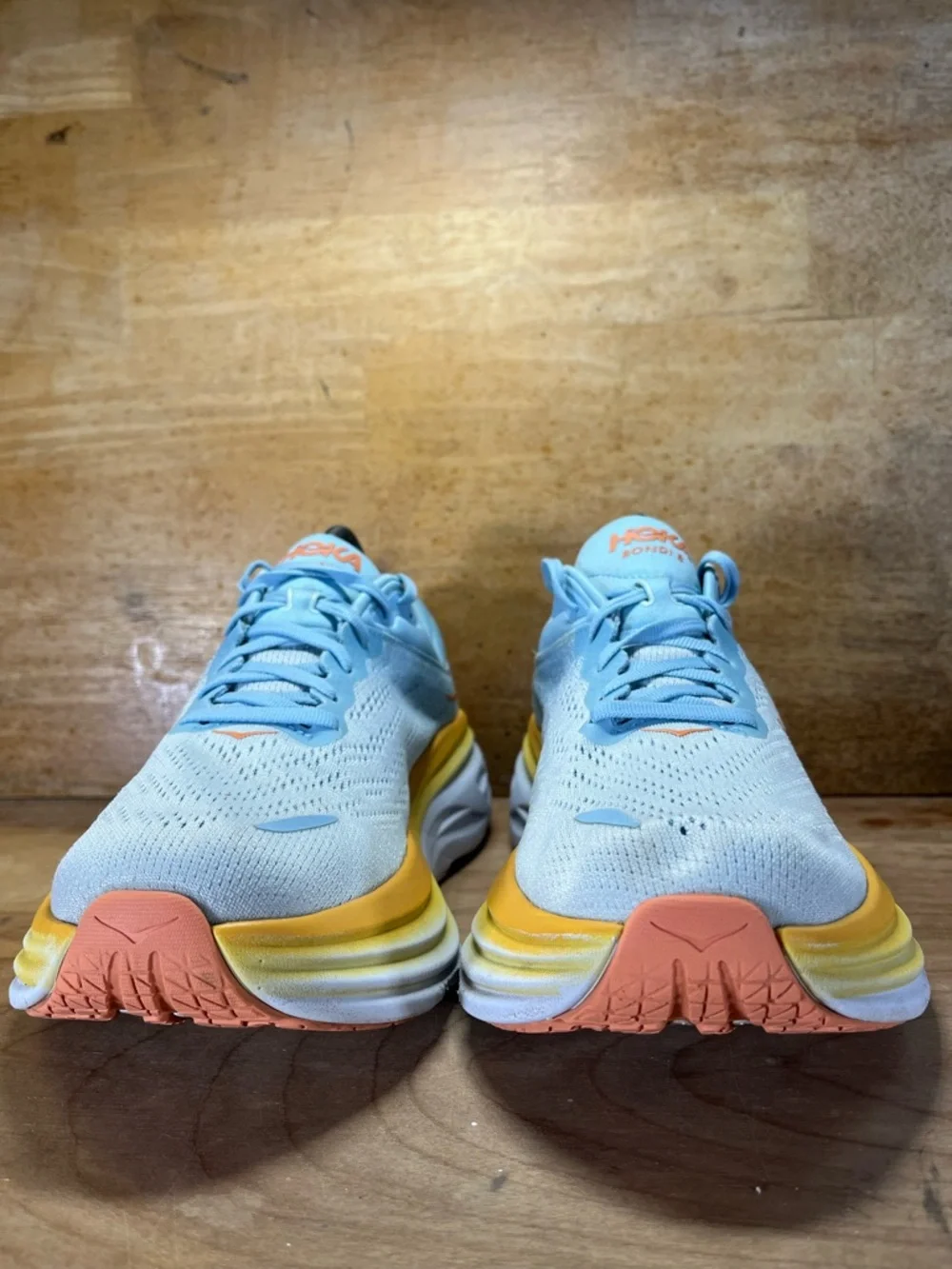 Hoka One One Bondi 8 Womens Size 9 Wide Running Shoes Sneakers Blue Yellow - Picture 2 of 14